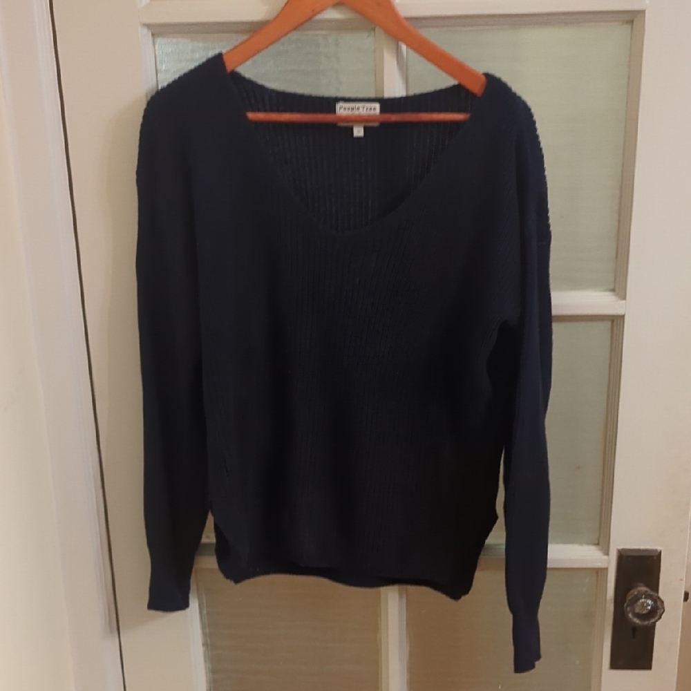 People Tree Navy V-Neck Sweater